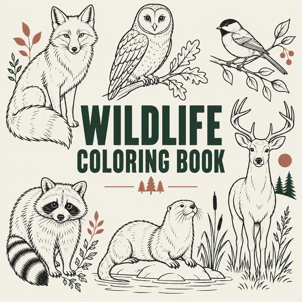 Wildlife Coloring Book Digital Download